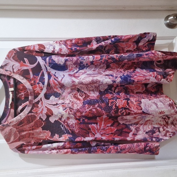 SOFT SURROUNDINGS Meritage Tunic Top Floral Shirt Blouse Pink #2DN39 Sz XM - Picture 1 of 7